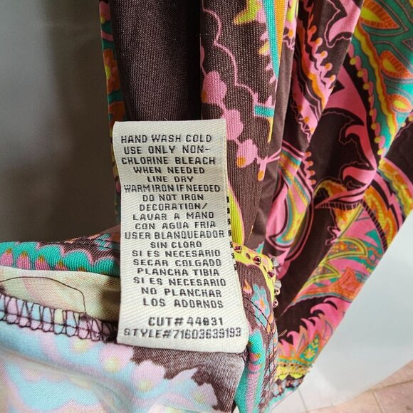 NWT Eci New York Paisley Print Short Sleeve Dress, Boho Hippy, Size Medium - Picture 6 of 14